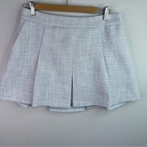 English Factory Light Blue Tweed Mini Pleated Skirt Size L